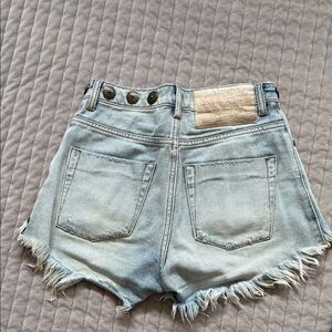 One Teaspoon Light Blue Distressed Jean Shorts